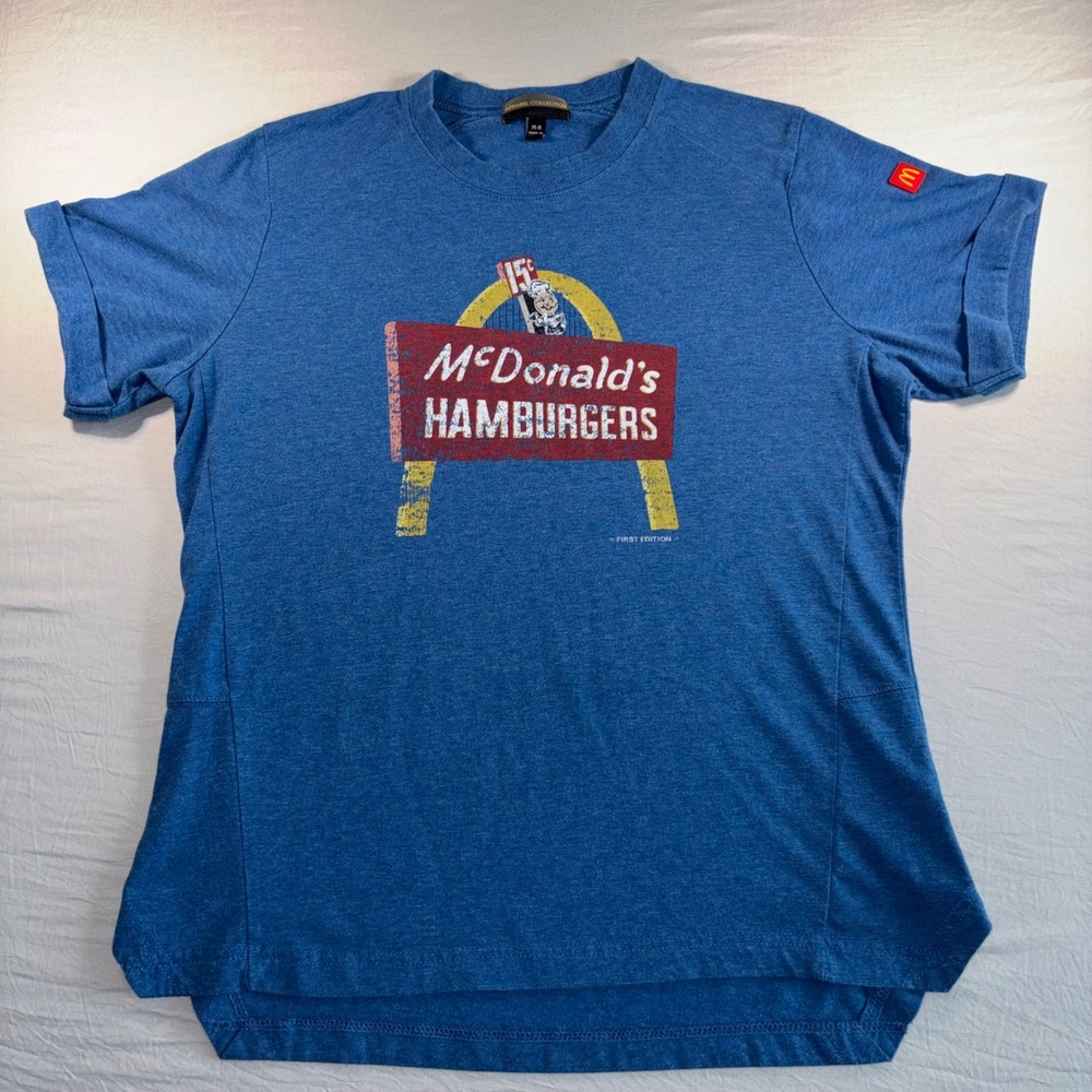 Retro McDonalds Apparel Collection Blue Graphic T-Shirt Womens Medium Speedee